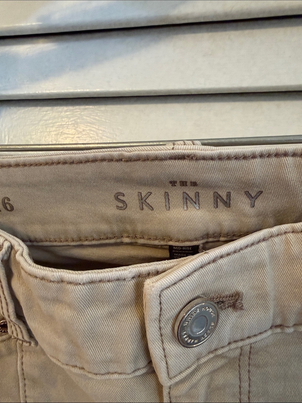 White House Black Market Tan Skinny Moto-Style Pants - Picture 2 of 10